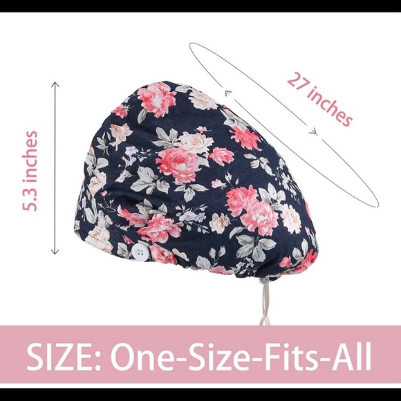 NWT Nurse Scrubs Hat with Buttons for Medical Mask Loops - Picture 4 of 7